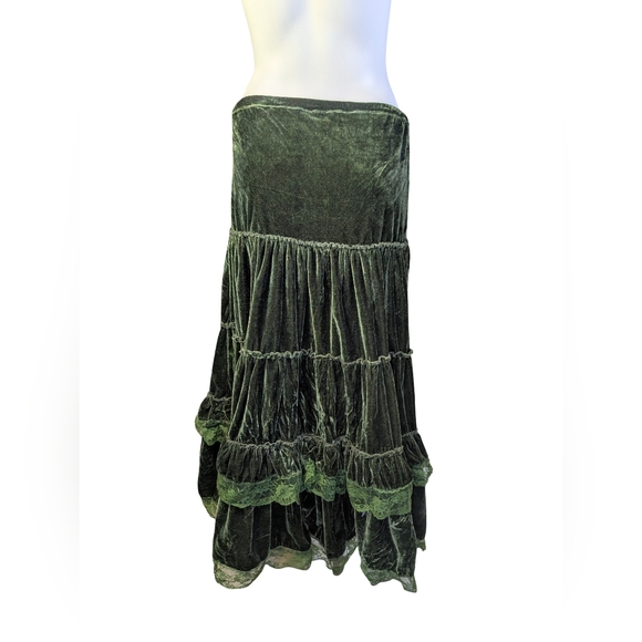 NWT Sweet Tiger Moss Green Velvet Convertible Dress Skirt Fairycore Whimsigoth L - Picture 8 of 10
